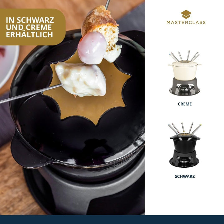 Kitchen Craft MasterClass Fleisch-/Käse-/Schokoladen-Fondue-Set aus Gusseisen, mit Sechs Edelstahlga