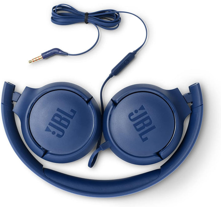 JBL Tune 500 On-Ear Kopfhörer mit Kabel in Blau – Ohrhörer mit 1-Tasten-Fernbedienung, integriertem