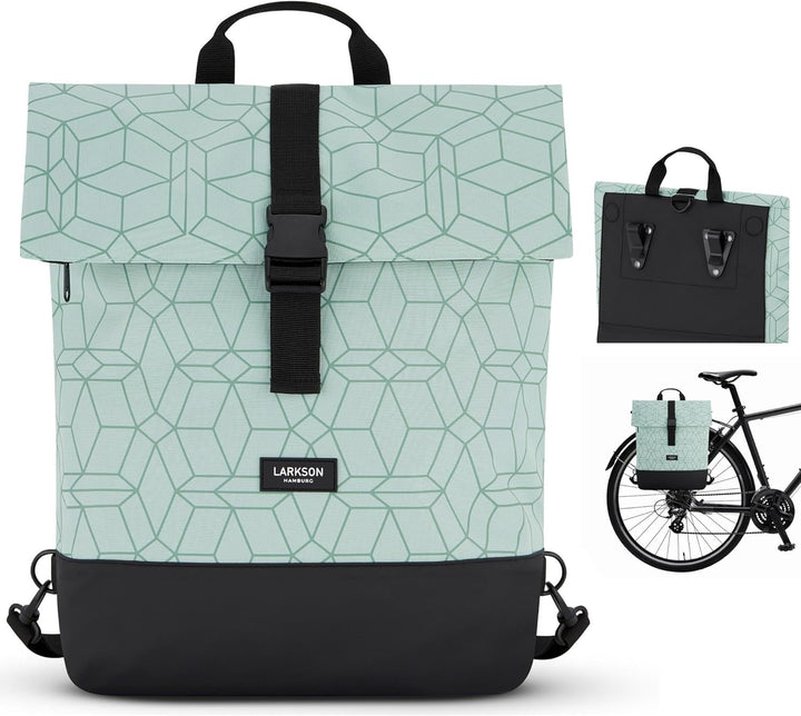 LARKSON Fahrradtaschen für Gepäckträger Damen & Herren Mint - Tammo Bike - 2 in 1 Fahrrad Tasche Ruc