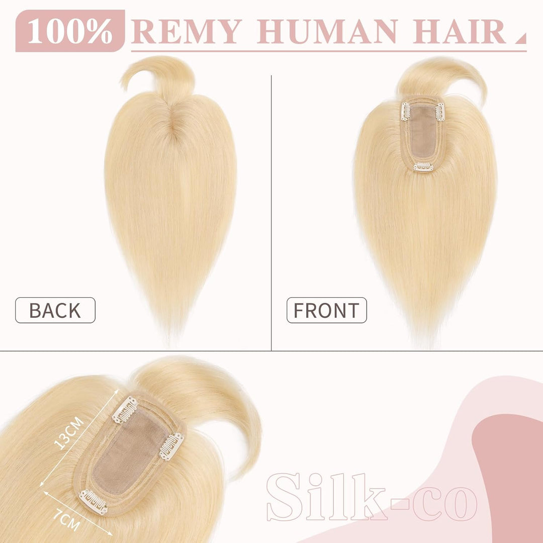 Silk-co Haarteile Echthaar Topper Extensions Echthaar Clip in Extensions Echthaar Glatt Toupet Haarv