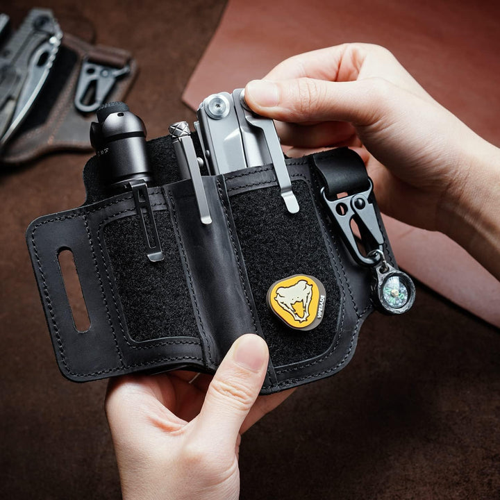 VIPERADE PL3 Multitool Scheide Lederscheide mit DIY Patch Bereich,EDC Taschen Organizer für Herren f