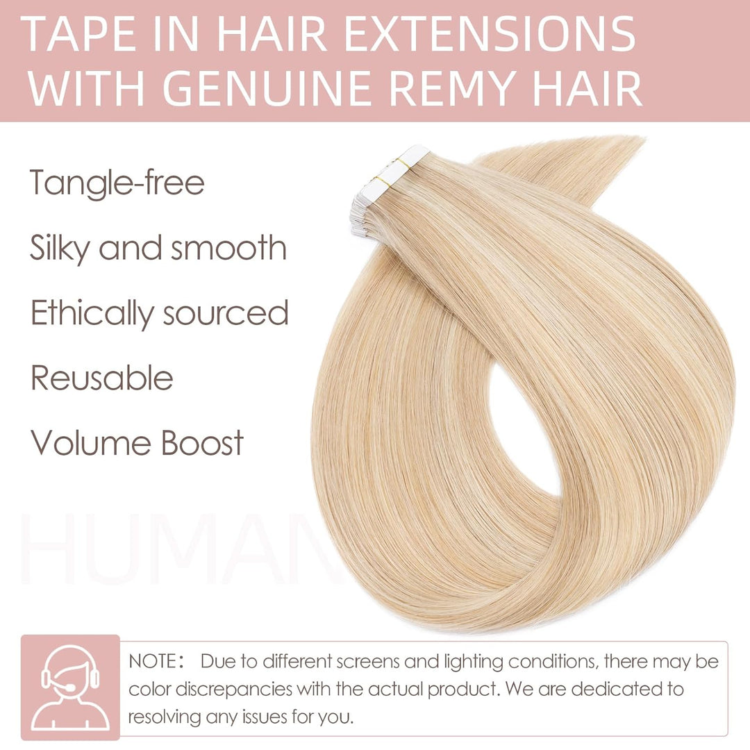 Silk-co Tape Extensions Echthaar 20stk, Haarverlängerung Tape in Extensions Echthaar, Remy Haarexten
