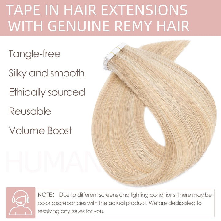 Silk-co Tape Extensions Echthaar 20stk, Haarverlängerung Tape in Extensions Echthaar, Remy Haarexten