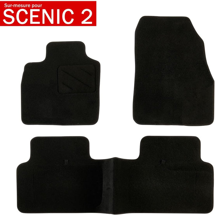 DBS Autofussmatte - nach Mass - 3-teilig - Anti Rutsch - schwarzer Nadelfilz 900g/m² - Velours Ferti