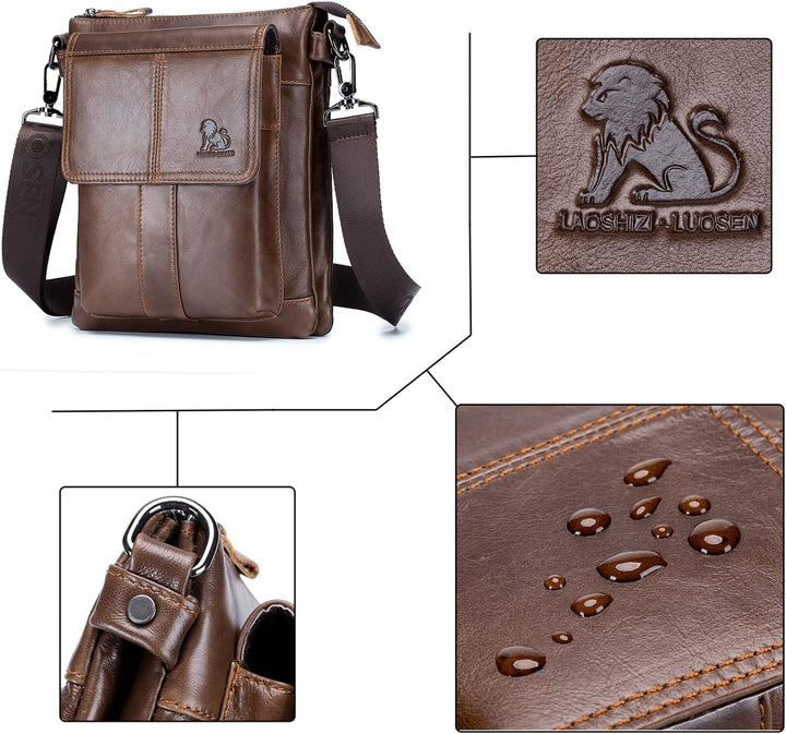 LOONGYOON Business Herren-Umhängetasche Lässige Mode Leder Crossbody Tasche Multi-Tasche Tragbare Re