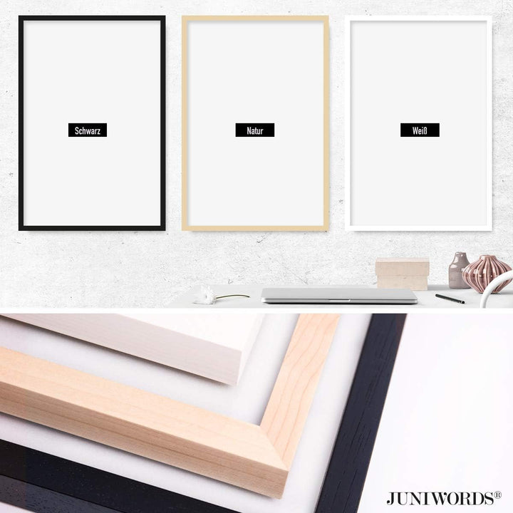 JUNIWORDS Poster mit/ohne Holzrahmen - Wähle ein Motiv - Beef Cuts (Schwarz) - Wähle eine Grösse - 3