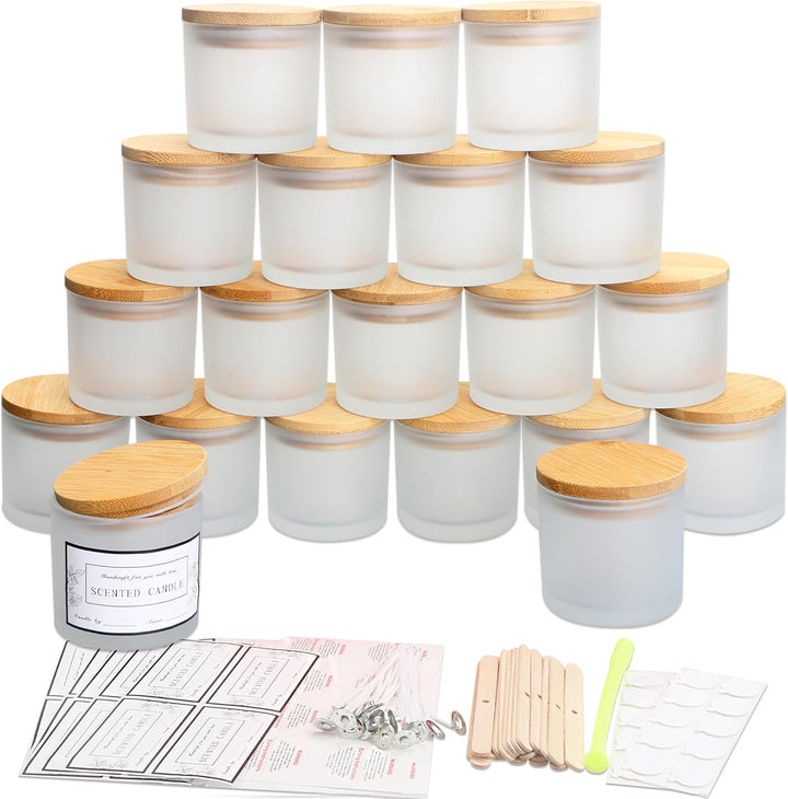 MILIVIXAY 20 Stück 118 ml Milchglas-Kerzengläser mit Deckel und Kerzenherstellungs-Kits – Grosspacku