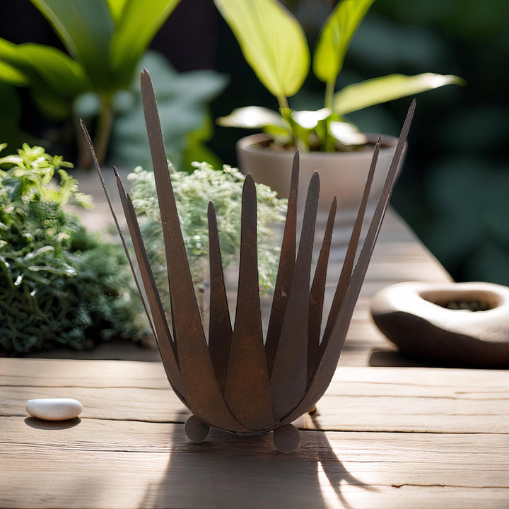 ecosoul Schale Windlicht Kerzenhalter Lotus Dekoschale verrostet mit 3 Füssen Durchmesser: 24cm unte