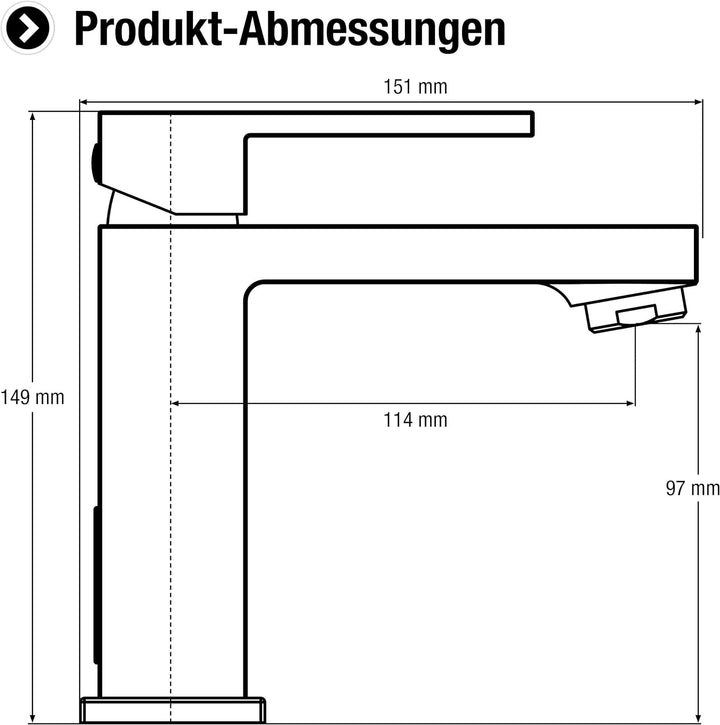 Cornat Waschtisch-Einhebelarmatur "Noir" - Black Edition - Matt schwarzer Messingkörper - Mühelose S