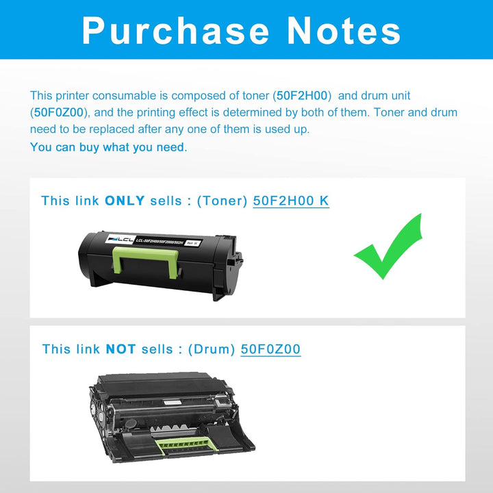 LCL Kompatibel Tonerkartusche 50F3H00 50F2H00 50F0HA0 50F2H0E 5000page (1Schwarz) Ersatz für Lexmark