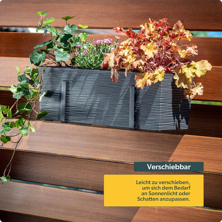 KADAX Blumenkasten aus Kunststoff, 18,5x56 cm, Pflanzkasten mit Einsatz, wetterfester Balkonkasten,