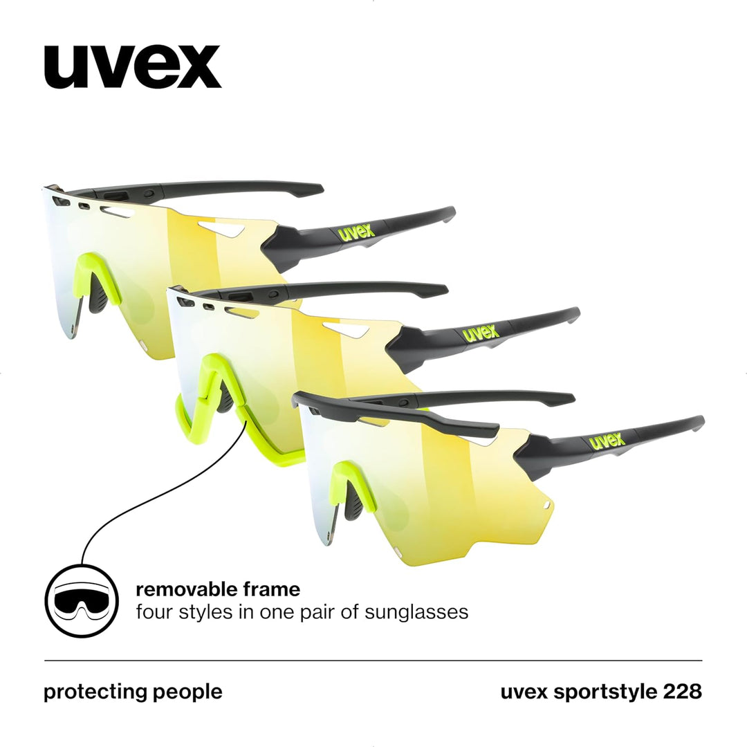 uvex sportstyle 228 - Sportbrille für Damen und Herren - 100% UVA-, B, C Schutz - abnehmbarer Rahmen