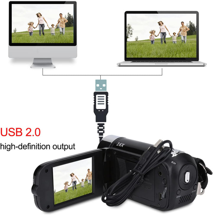 Topiky HD Digital Video Camera Camcorder,Tragbarer Vlogging Kamera Recorder 1080P 16MP 2,7 Zoll 270