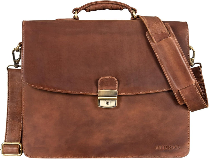 STILORD 'Loris' Klassische Aktentasche Leder Gross Herren mit 13-15 Zoll Laptop-Fach | Business-Tasc