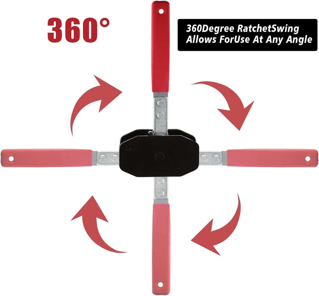 CHANG QI Bremssattelwerkzeug Ratschen Bremskolben-Rückstell-Werkzeug mit 2 Stahlplatten und 4 S Hake