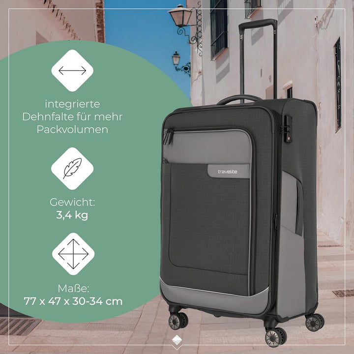 TRAVELITE VIIA 4w Trolley L exp., Anthracite, Unisex-Erwachsene Gepäck- Koffer, Anthracite, Talla ún