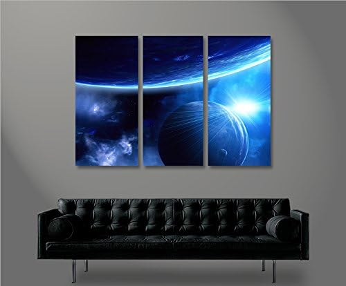 islandburner Bild Bilder auf Leinwand Blue Space V2 Weltall Planeten Weltraum 3p XXL Poster Leinwand