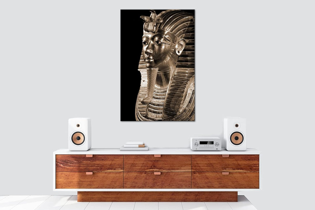 deyoli Tutanchamuns Totenmaske Format: 80x60 Effekt: Sepia als Leinwandbild, Motiv fertig gerahmt au