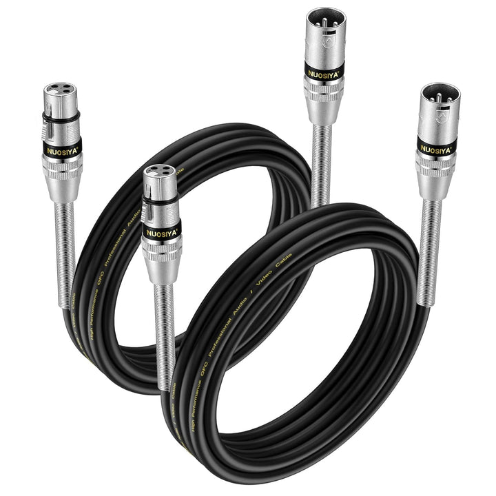 NUOSIYA XLR Kabel 3m 2Pack Symmetrisches Mikrofonkabel, Metallfeder SR Design XLR-Stecker auf Buchse
