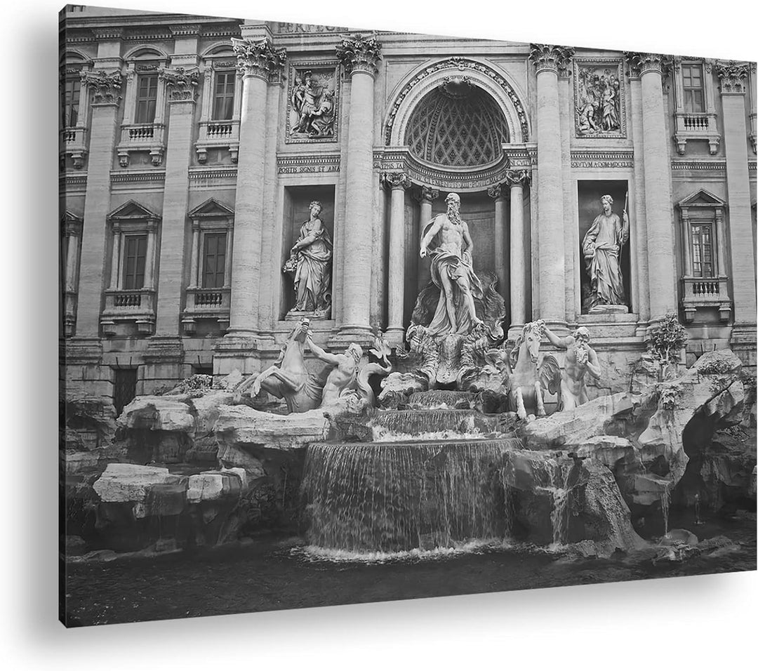 deyoli Trevi Brunnen in Rom Format: 100x70 Effekt: Schwarz&Weiss als Leinwandbild, Motiv fertig gera