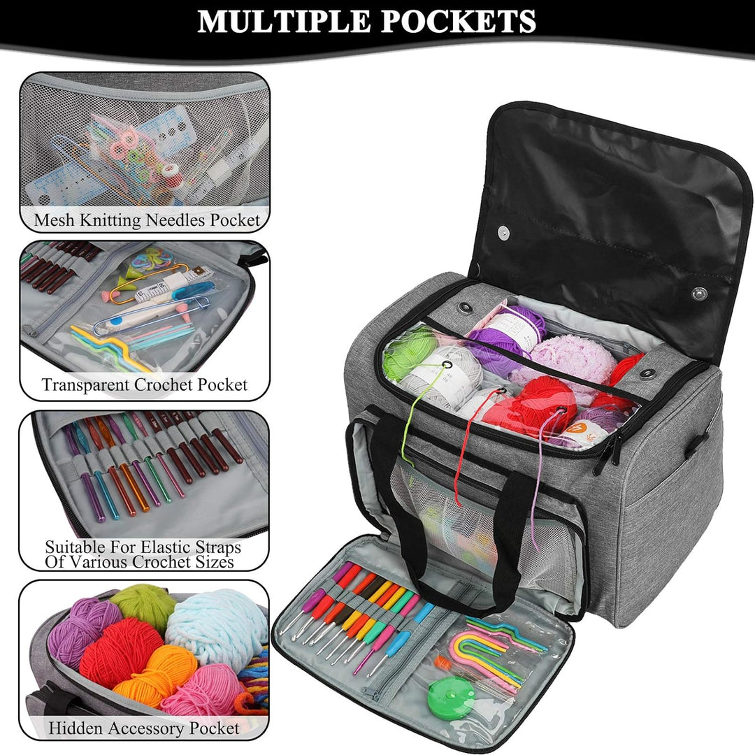 Coopay Häkeltasche, tragbare Garn-Aufbewahrungstasche, Reise-Tragetasche zum Schutz von unfertigem P