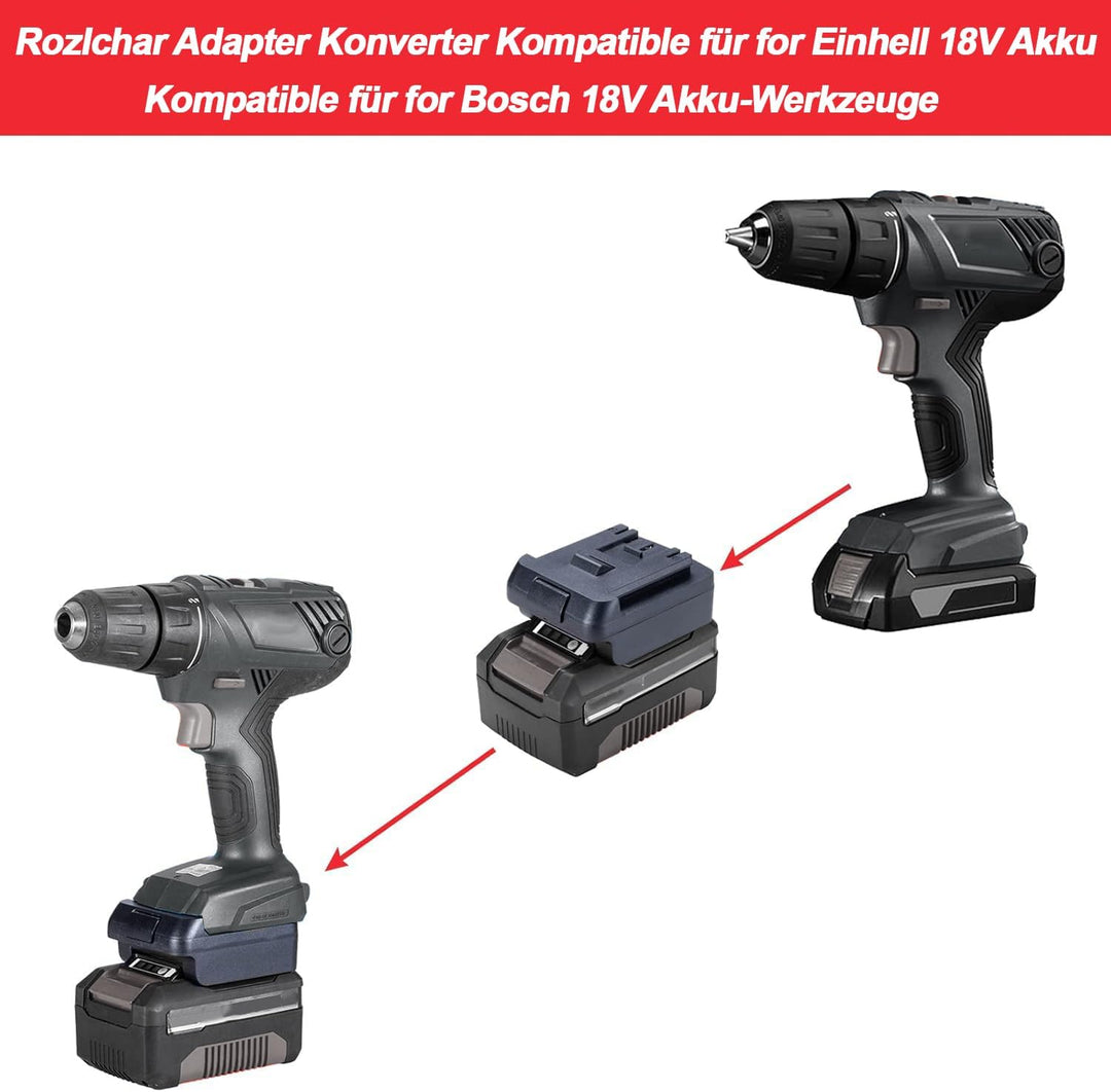 Adapter Konverter für Einhell 18V Li-Ion Akku auf für Bosch GBA 18V Li-Ion Elektrowerkzeug Akku (Kei