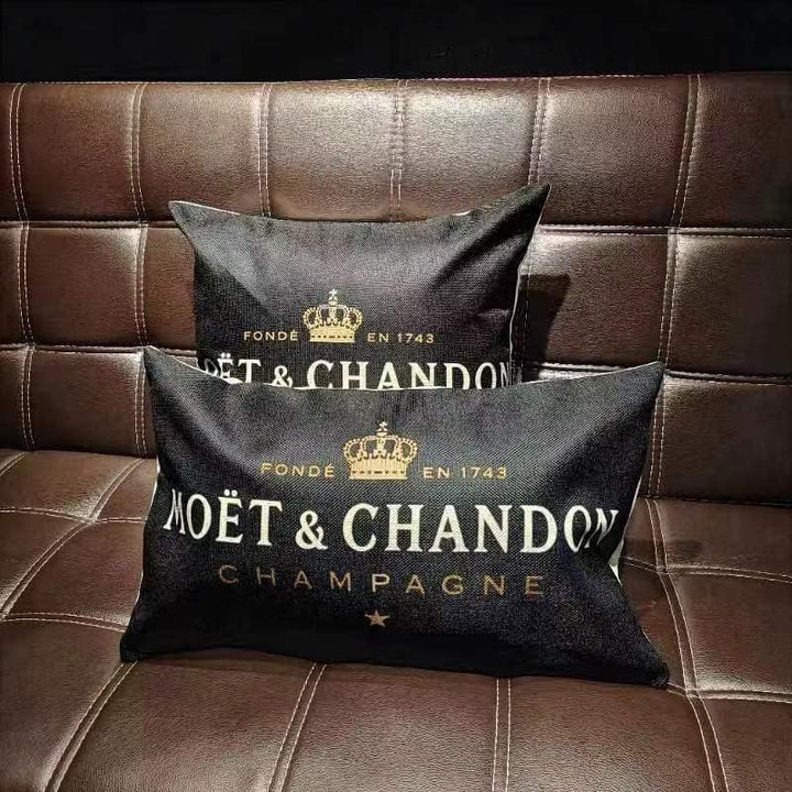 AIFEEC Kissenbezug für Champagner und Schwarz, 45 x 45 cm, 4 Stück, Baumwolle, Leinen, einfarbig, So