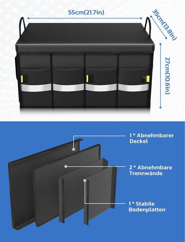 Oasser Kofferraumtasche Kofferraum Organizer mit Deckel Autobox Auto Box Tasche Wasserdicht Rutschfe