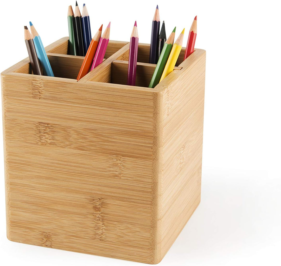 Excelsa Eco Living Besteckkorb/Utensilienhalter aus Bambus, Naturholz, braun, 4 Fächer