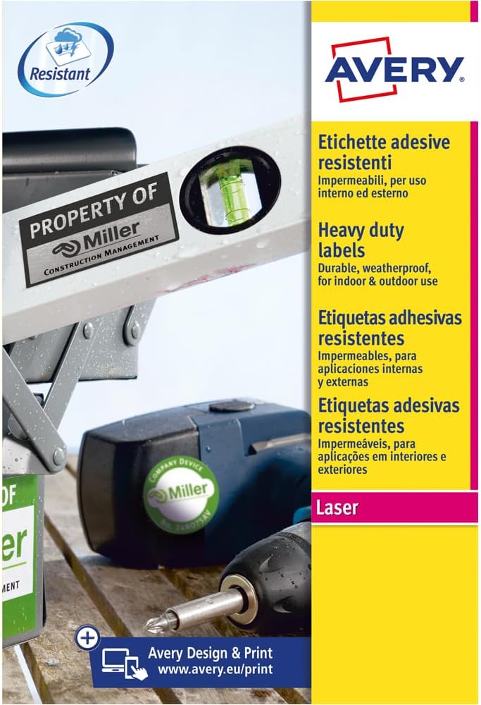 Avery L7992-25 Wetterfeste Versandetiketten (10 Stück pro Blatt, 99,1 x 57 mm) 250 Etiketten weiss