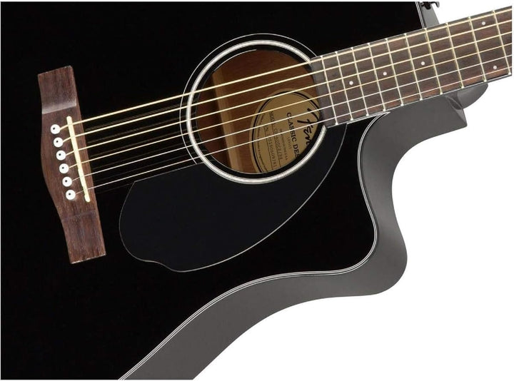 Fender CD-60SCE Dreadnought Akustikgitarre, Walnussgriffbrett, Schwarz Schwarz Rechtshänder, Schwarz