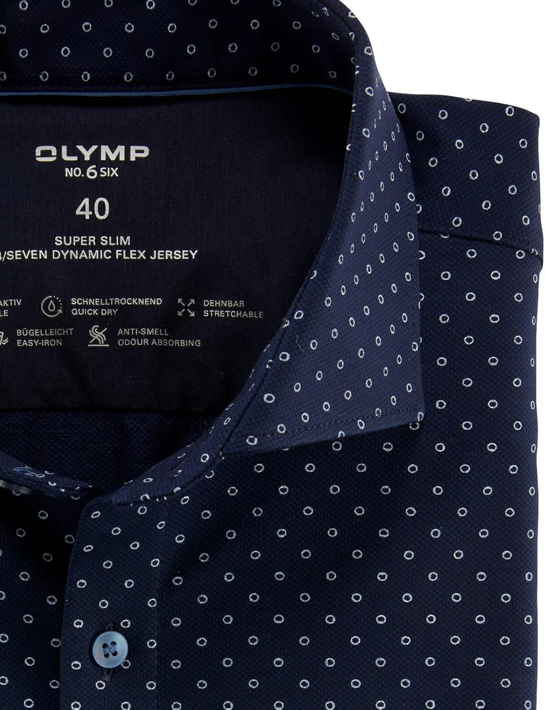 OLYMP Herren Businesshemd Langarm No. Six 24/Seven,super Slim,Kent-Kragen 36 Marine 18, 36 Marine 18