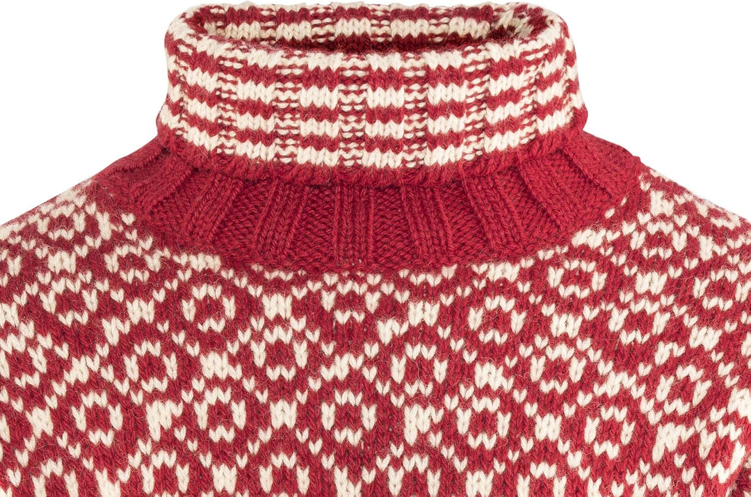 Devold Originals Svalbard Sweater High Neck Rot, Merino Freizeitpullover, Grösse XS - Farbe Hindberr