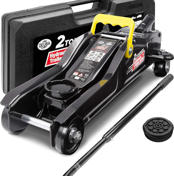 Deuba® hydraulischer Wagenheber 2 Tonnen Flache Hubhöhe 85-330mm inkl. Koffer inkl. Gummiauflage KFZ
