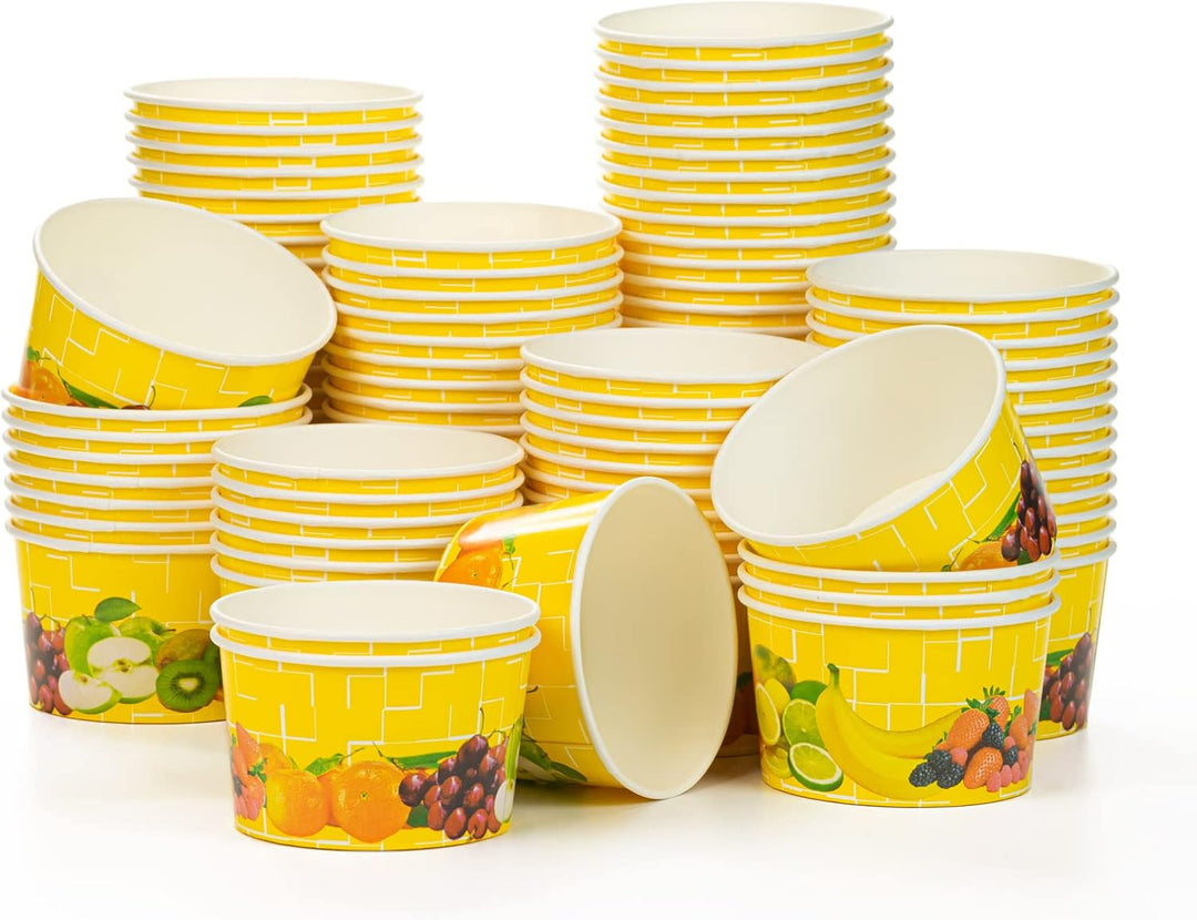 Octopus 600x Eisbecher, EIS- Pappbecher, Früchtebecher mit 260 ml Füllvolumen Gelb - 260ml 600 Stück