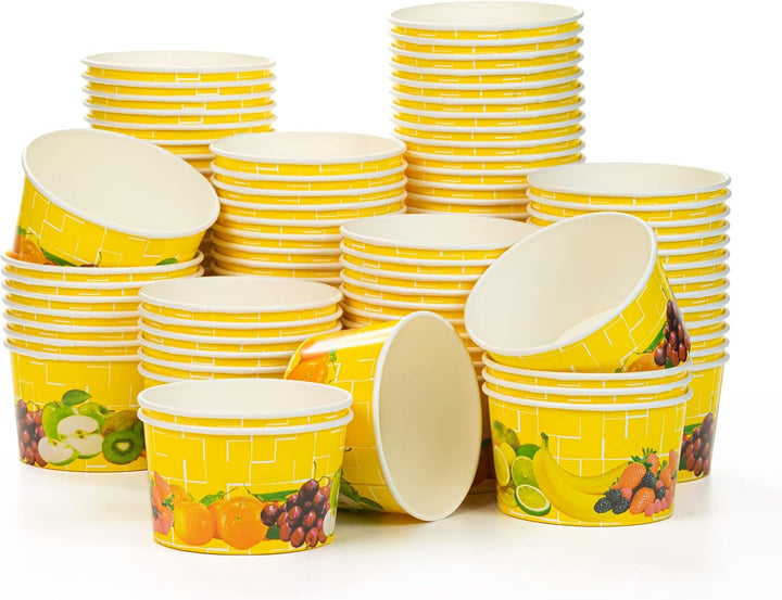 Octopus 600x Eisbecher, EIS- Pappbecher, Früchtebecher mit 260 ml Füllvolumen Gelb - 260ml 600 Stück