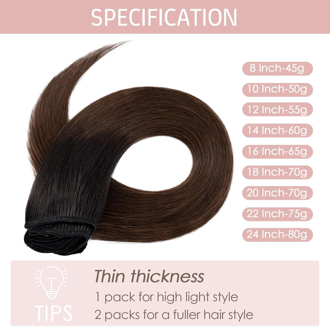 Silk-co Echthaar Clip In Extensions 8 Tressen 18 Clips 60g, Balayage Hair Extensions, Remy Echthaar