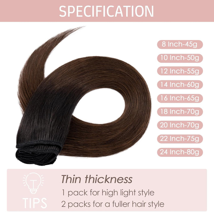 Silk-co Echthaar Clip In Extensions 8 Tressen 18 Clips 60g, Balayage Hair Extensions, Remy Echthaar