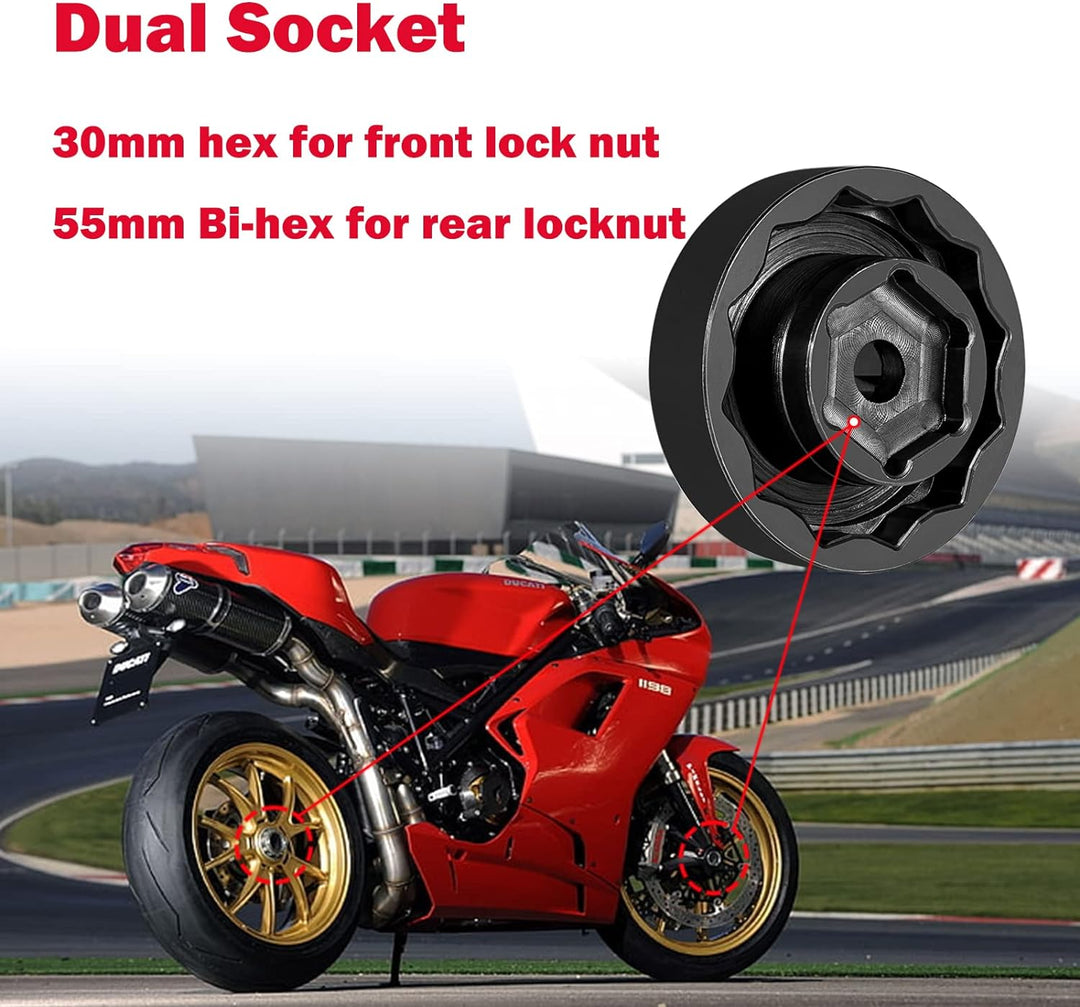 Vorder- und Hinterradachsenmuttern-Steckschlüssel 30mm + 50mm für Ducati Motorrad ATVs Super Bike 10