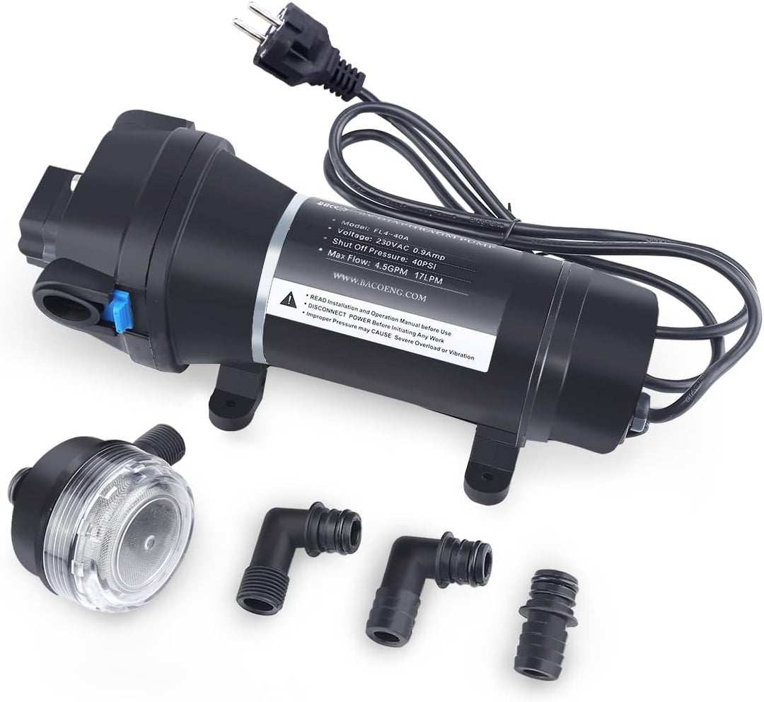 BACOENG AC220V Selbstansaugende Druckwasserpumpe Trinkwasserpumpe 17Ltr./Min 40 PSI