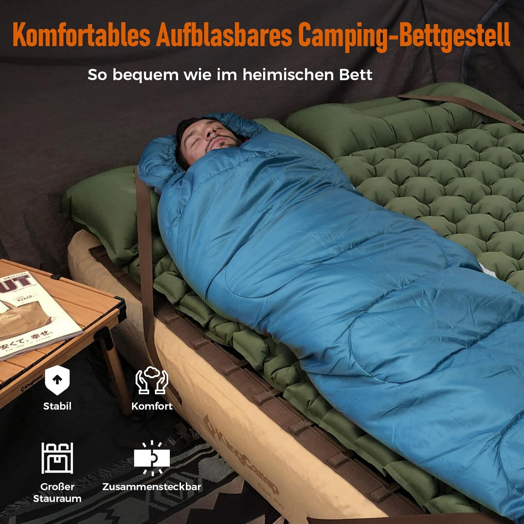 KingCamp Aufblasbares Campingbettgestell Campingbett Feldbett für Camping Isomatte Luftmatratze Aufb