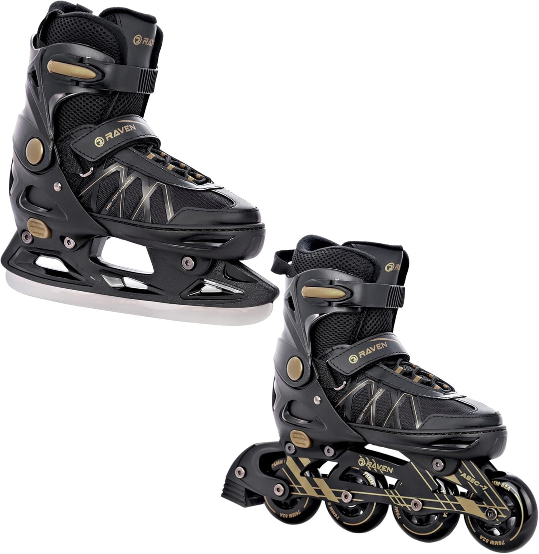 Raven 2in1 Verstellbare Inlineskates-Eishockey Expert mit Triple-Vent-System, Carbon Abec7 Kugellage