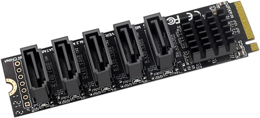 cablecc NGFF NVME M-Key PCI Express auf SATA 3.0 6 Gbps 5 Ports Adapter Konverter Festplattenerweite