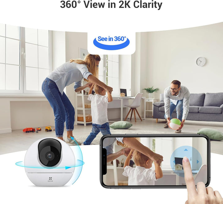 EZVIZ 2K WLAN Überwachungskamera Innen, 360° WLAN Kamera mit Personenerkennung, Auto Tracking und St