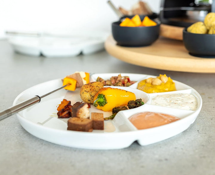 Mäser Fondueteller 4er Set 24 cm, Porzellan, Weiss