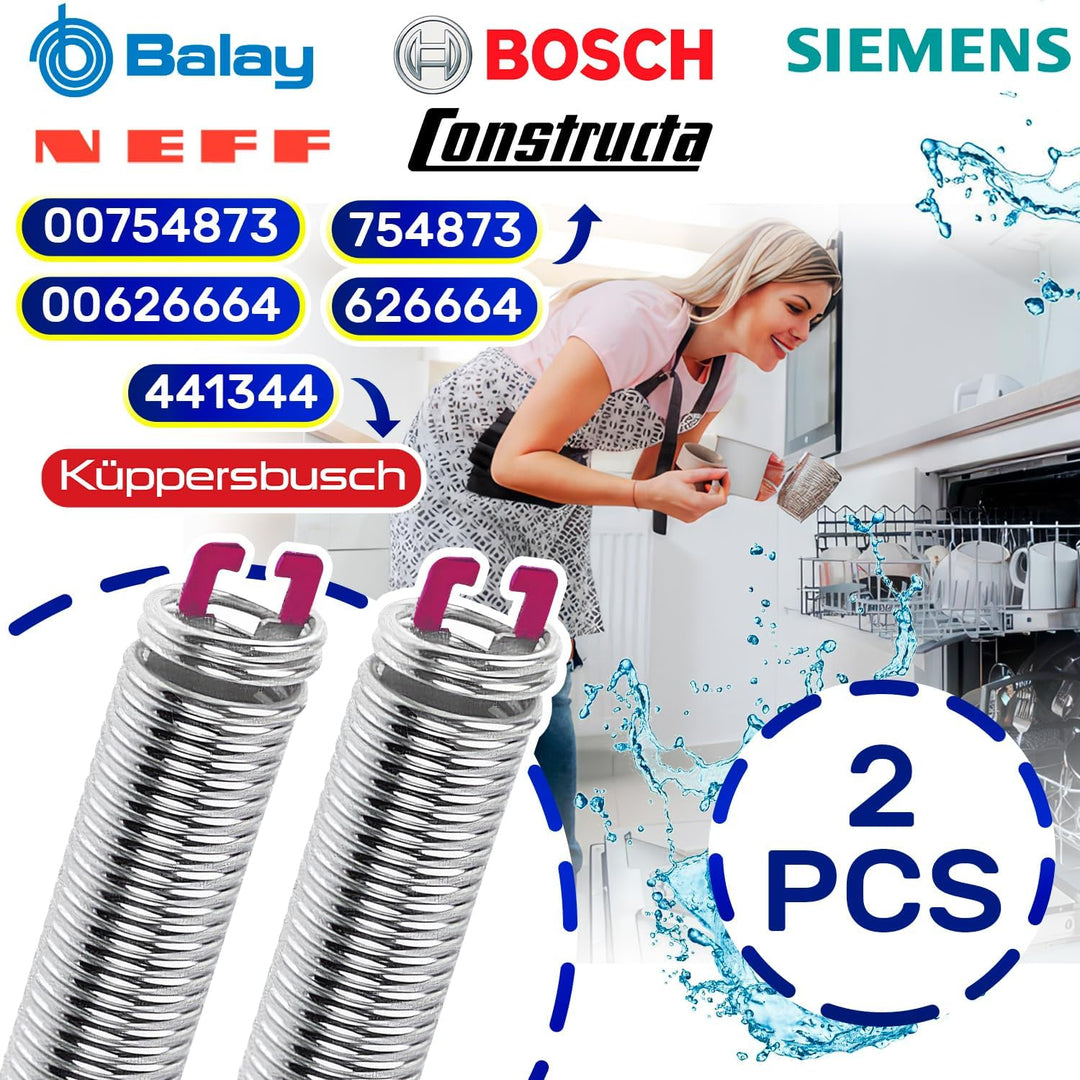Reparaturset Feder in Rosa und Seilzug für Tür Geschirrspüler mit dem Originalcode 00754873 754873 f