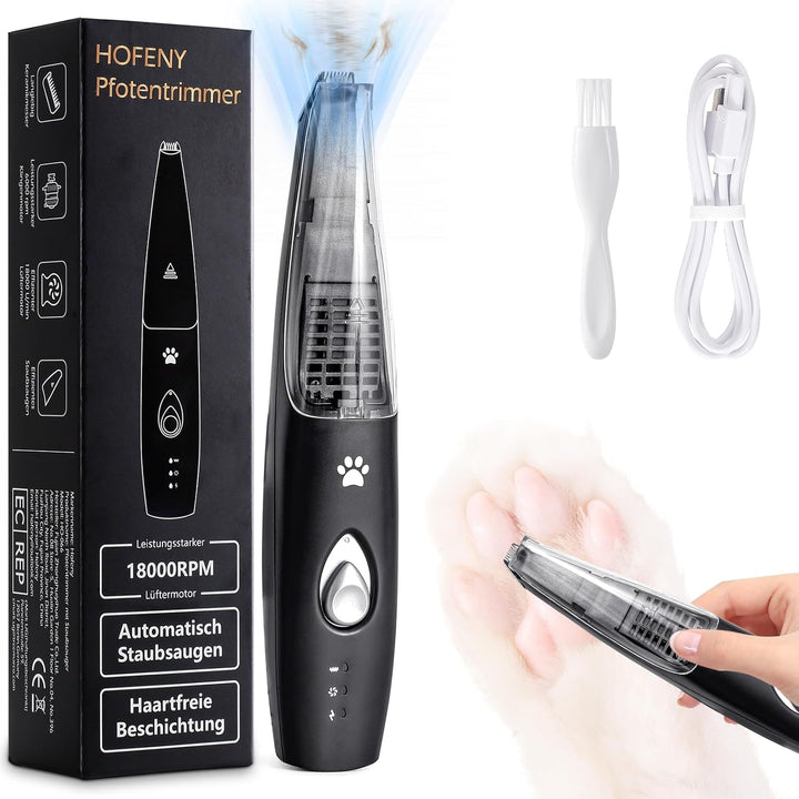 Hofeny Hundeschermaschine mit Staubsauger, Katzenkrallen-Trimmer, leise Pfotenschermaschine, Haustie