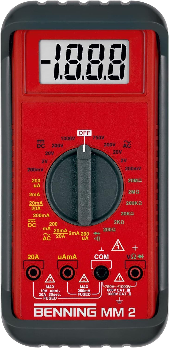 Benning MM 2 Digital-Multimeter (mit digitaler Anzeige, Max. Spannungsmessbereich DC 1000 V, inkl. G