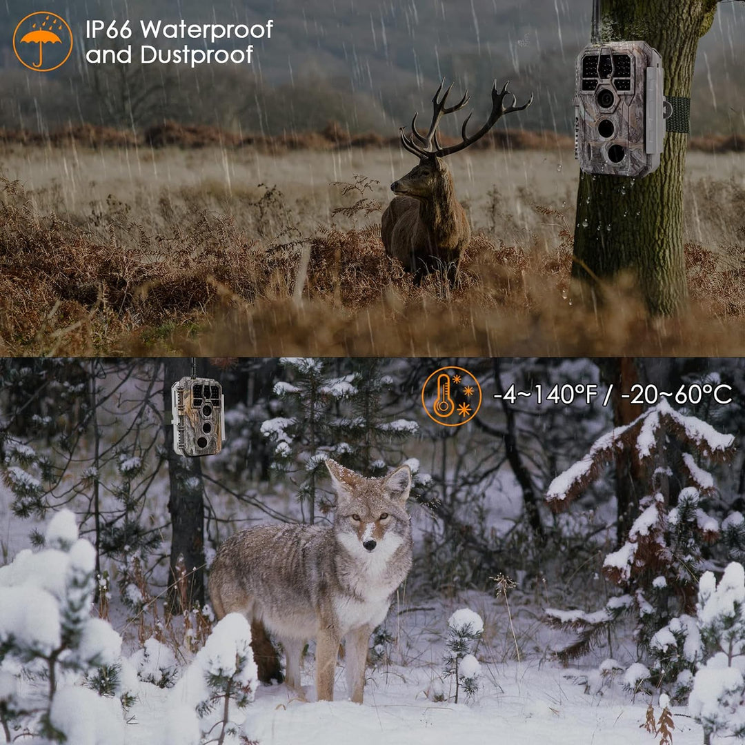 WLAN Wildkamera WiFi Wildtierkamera Nachtsichtkamera Fotofalle 32MP 1296P Verbinden druch APP Blueto