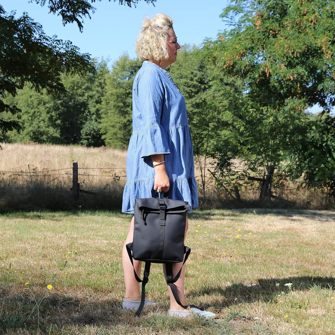 Christian Wippermann Kleiner Damen RollTop Laptop Rucksack Plane Tagesrucksack Rollrucksack Daypack